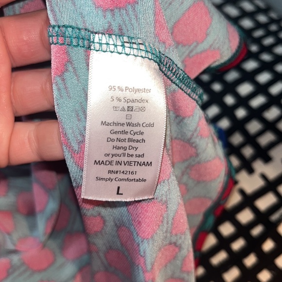 LuLaRoe dark red circles with Teal Maroon & Teal Women’s large tee style dress - Picture 6 of 13